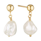 Keshi Pearl Drop Earrings in Gold Filled or Sterling Silver Gold 1 - Bowerbird Jewels - Online Jewellery Store