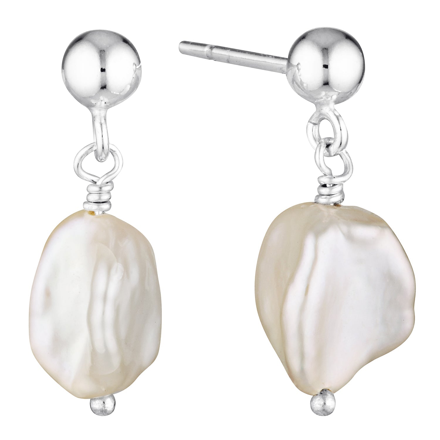 Keshi Pearl Drop Earrings in Gold Filled or Sterling Silver Silver 1 - Bowerbird Jewels - Online Jewellery Store