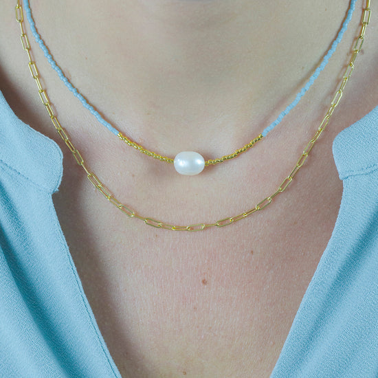 Load image into Gallery viewer, Wanderlust Pearl Choker Necklace Blue 3 - Bowerbird Jewels - Online Jewellery Stores
