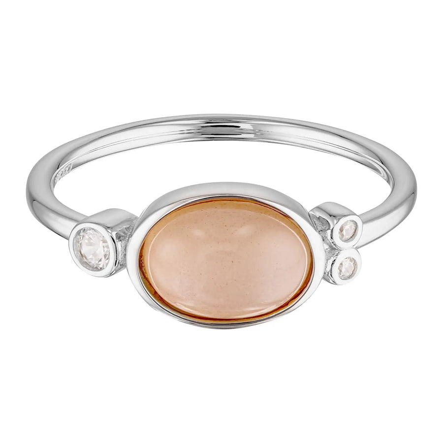 Leal Peach Moonstone Gemstone Ring in Sterling Silver Silver 1 - Australian Jewellery Brand Bowerbird Jewels