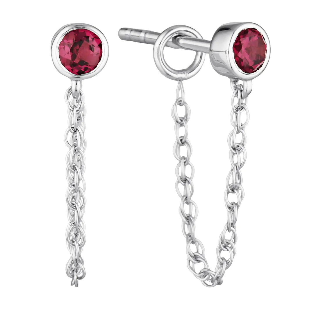 Linklight Garnet Chain Stud Earrings in 18K Gold Vermeil or Silver Silver 1 - Australian Jewellery Brand Bowerbird Jewels