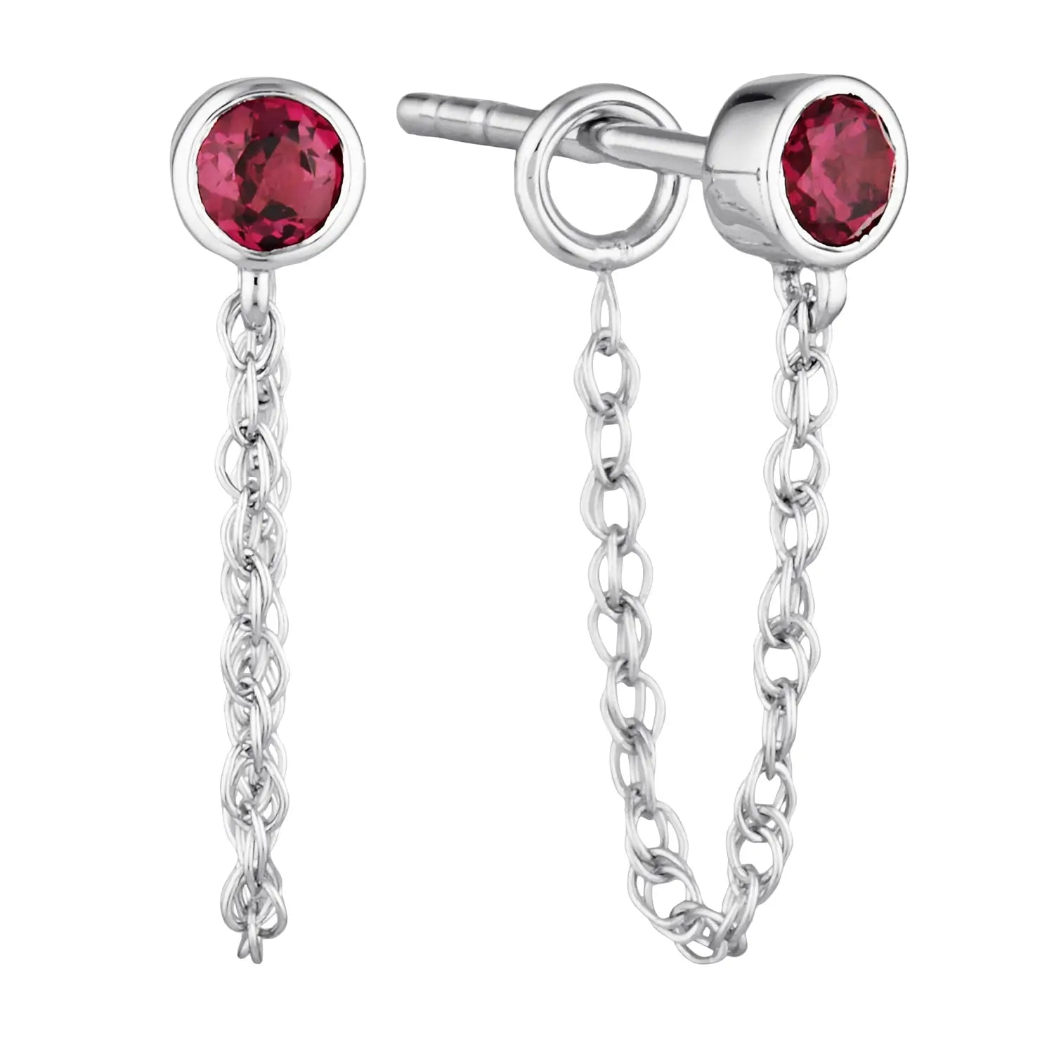 Linklight Garnet Chain Stud Earrings in 18K Gold Vermeil or Silver Silver 1 - Australian Jewellery Brand Bowerbird Jewels