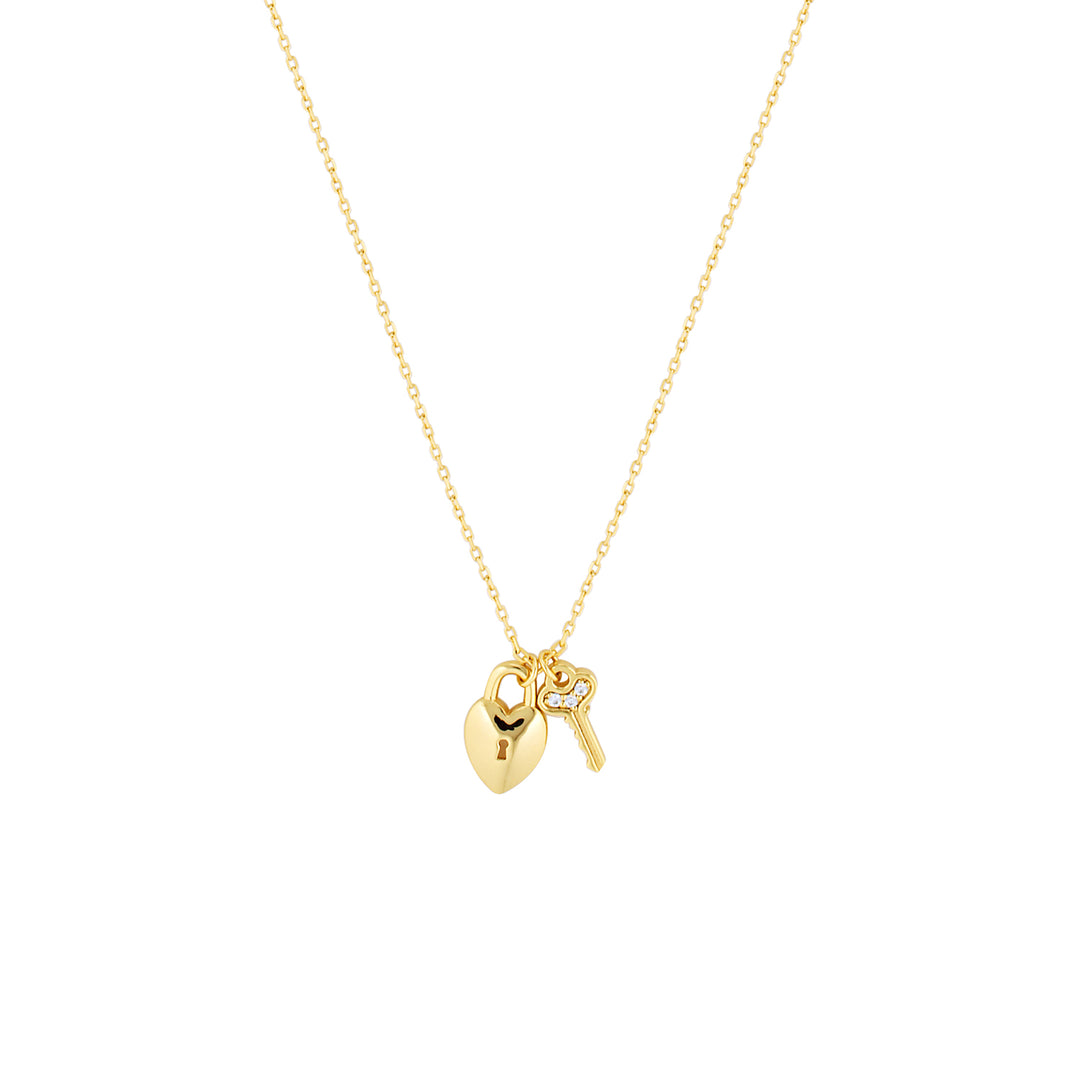 Lock and Key Necklace in Sterling Silver or Gold Gold 1 - Bowerbird Jewels - Online Jewellery Store