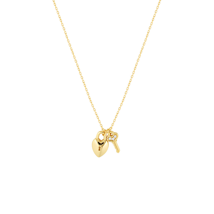 Lock and Key Necklace in Sterling Silver or Gold Gold 1 - Bowerbird Jewels - Online Jewellery Store