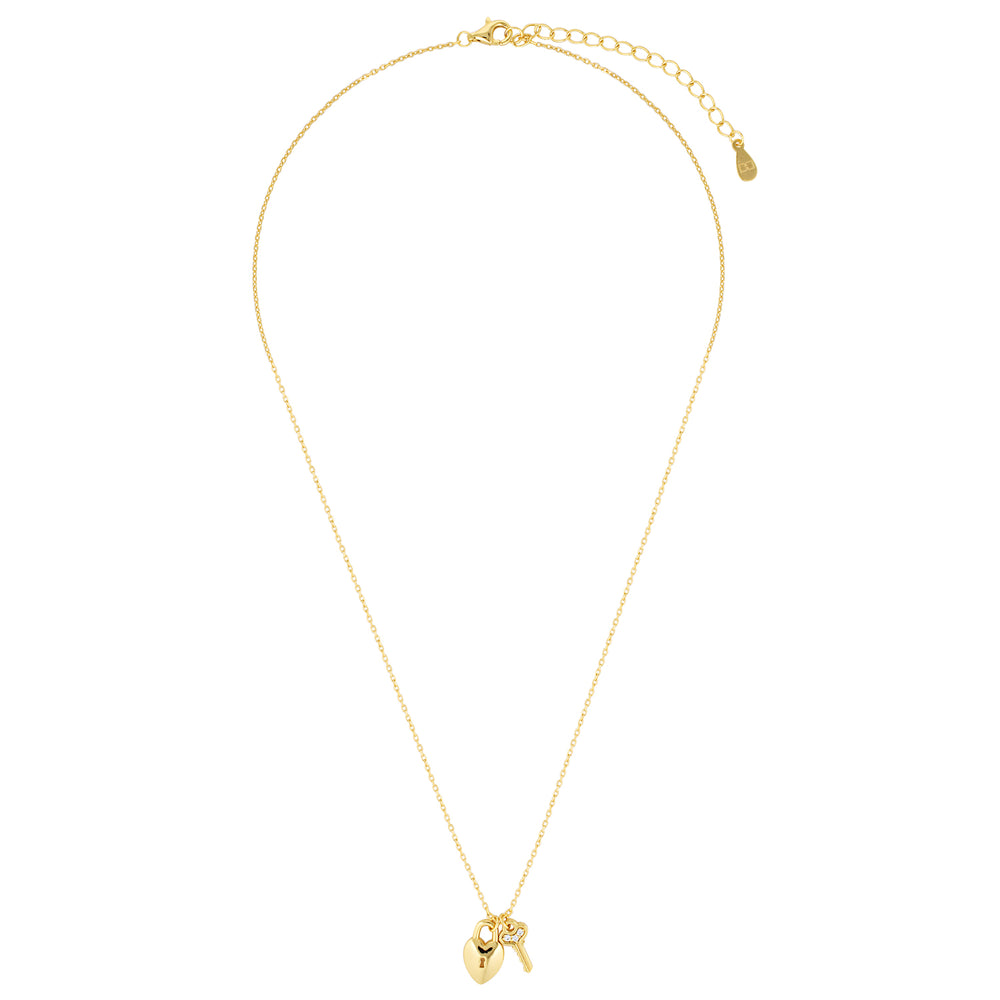 Lock and Key Necklace in Sterling Silver or Gold Gold 2 - Bowerbird Jewels - Online Jewellery Store