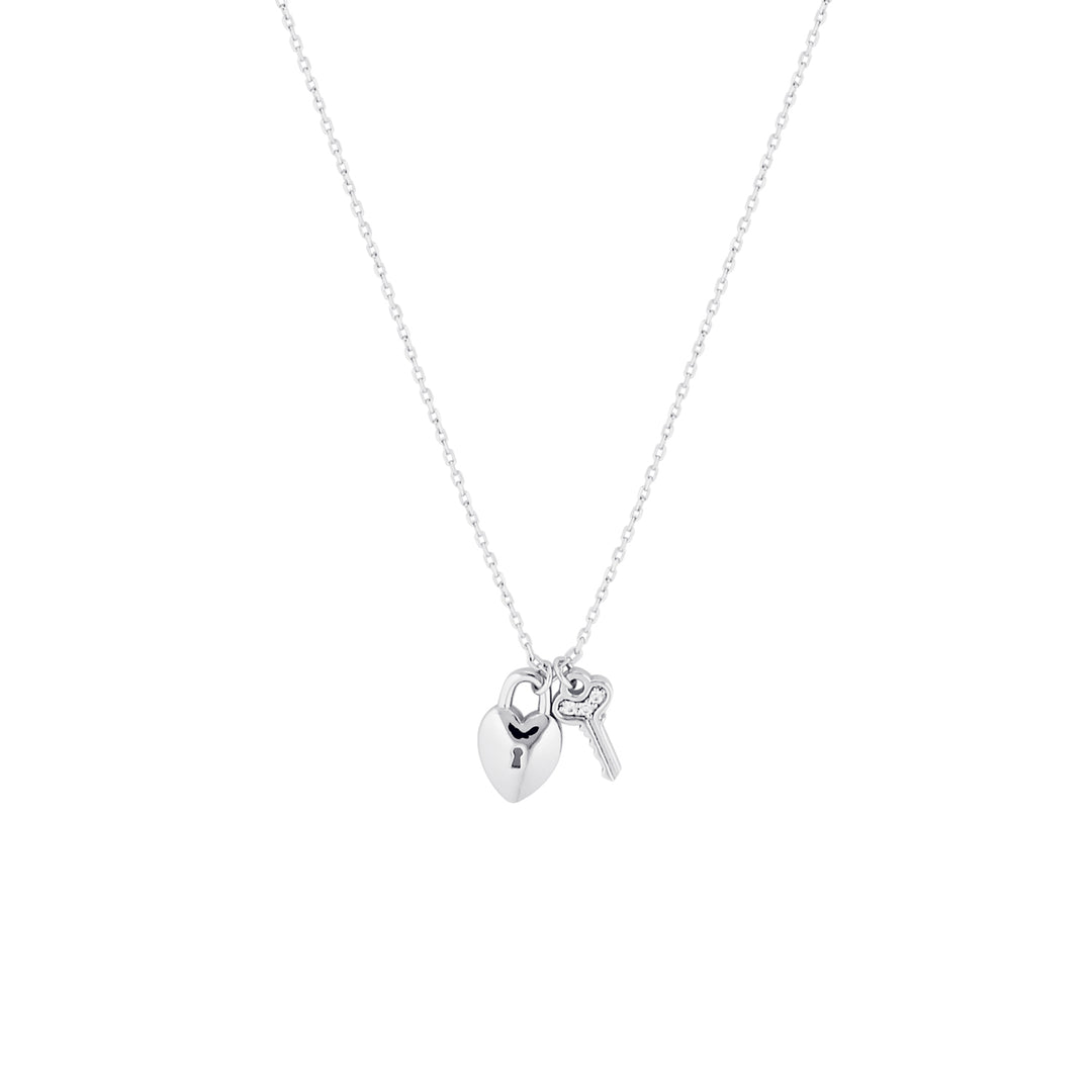 Lock and Key Necklace in Sterling Silver or Gold Silver 1 - Bowerbird Jewels - Online Jewellery Store