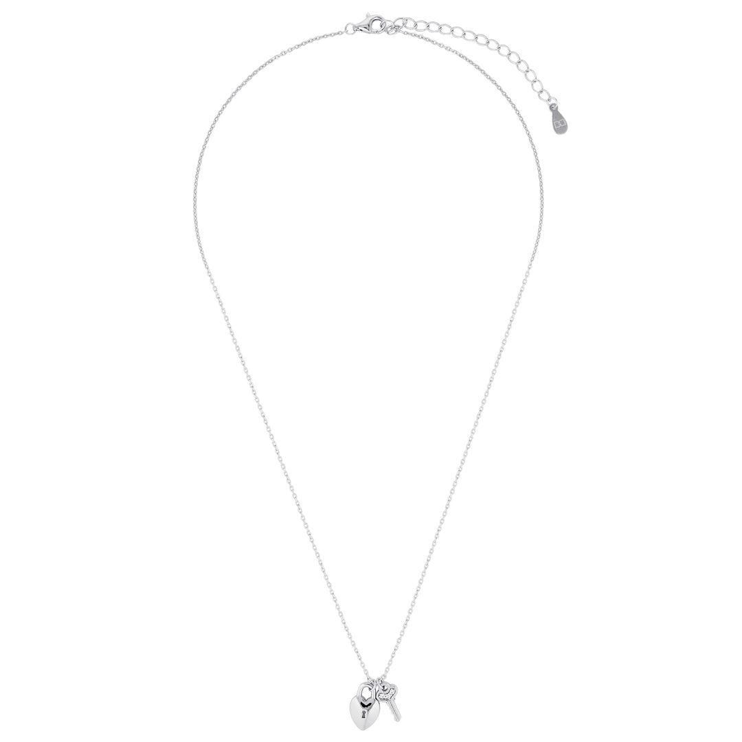 Lock and Key Necklace in Sterling Silver or Gold Silver 2 - Bowerbird Jewels - Online Jewellery Store