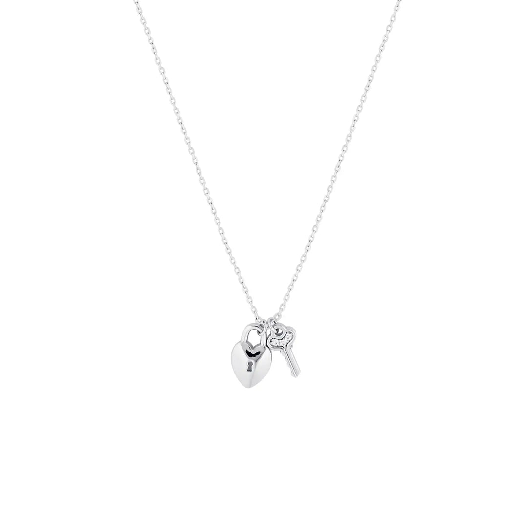Lock and Key Necklace in Sterling Silver or Gold Silver 1 - Australian Jewellery Brand Bowerbird Jewels