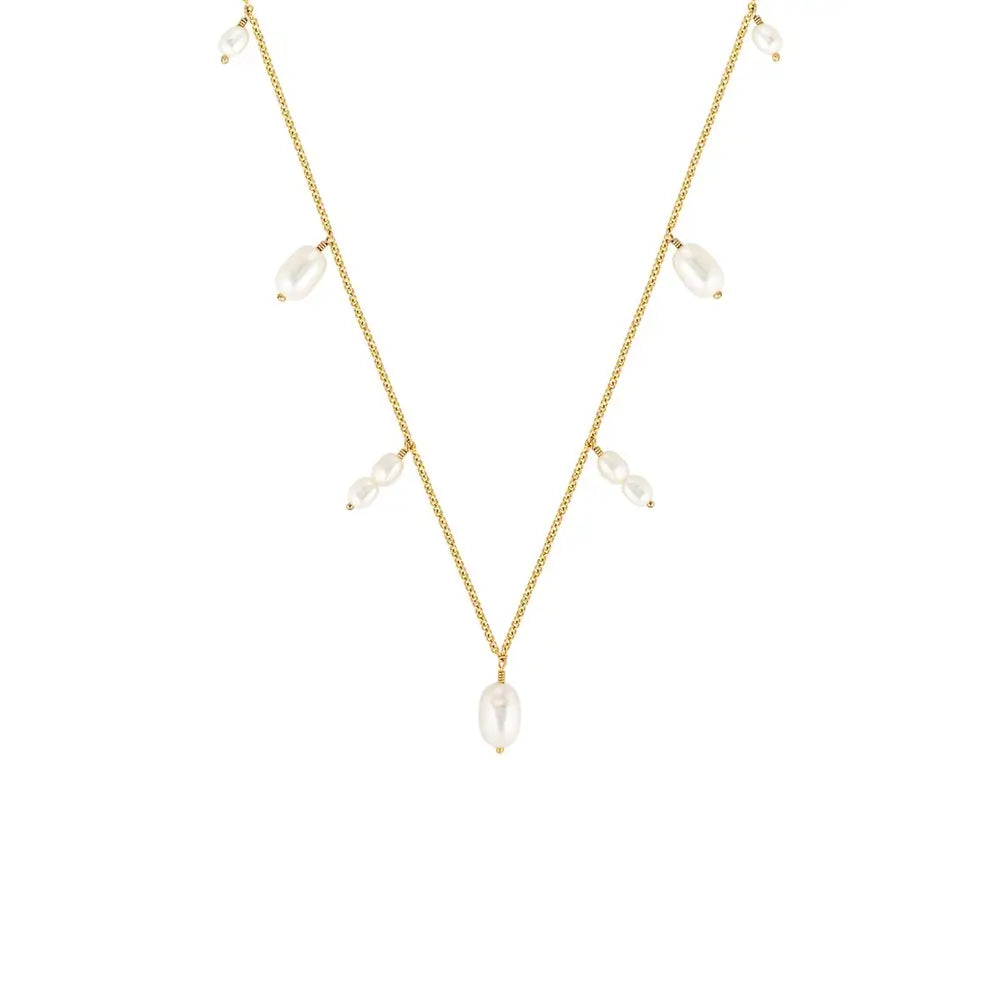 Mara Gold Filled Necklace with Mixed Freshwater Pearl Drops Gold 1 - Australian Jewellery Brand Bowerbird Jewels