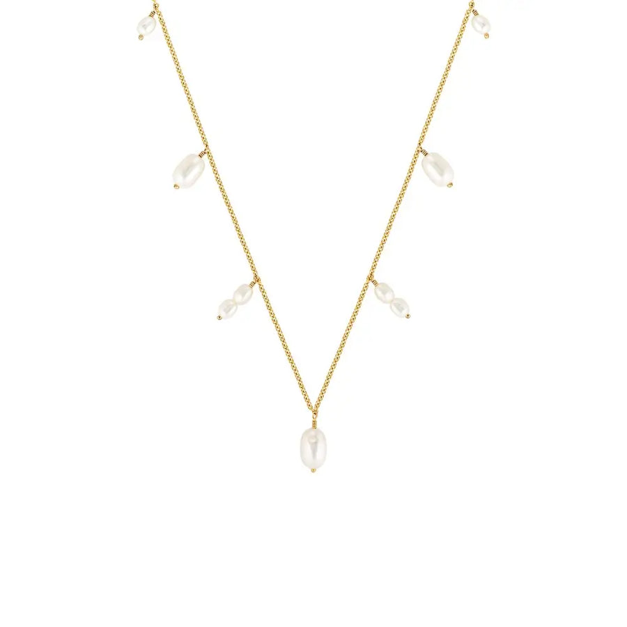 Mara Gold Filled Necklace with Mixed Freshwater Pearl Drops Gold 1 - Australian Jewellery Brand Bowerbird Jewels