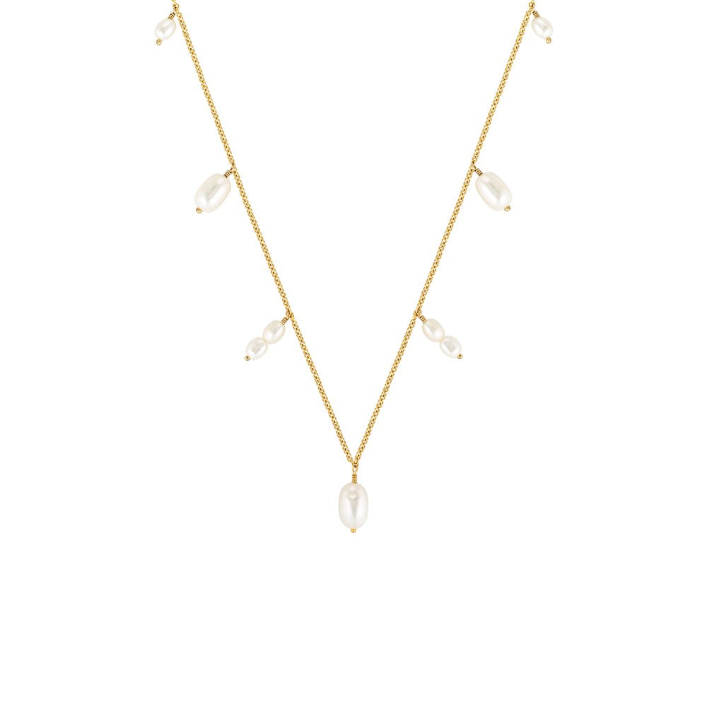 Mara Gold Filled Necklace with Mixed Freshwater Pearl Drops Gold 1 - Bowerbird Jewels - Online Jewellery Store