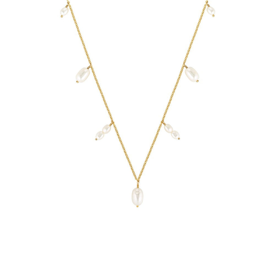 Mara Gold Filled Necklace with Mixed Freshwater Pearl Drops Gold 1 - Bowerbird Jewels - Online Jewellery Store