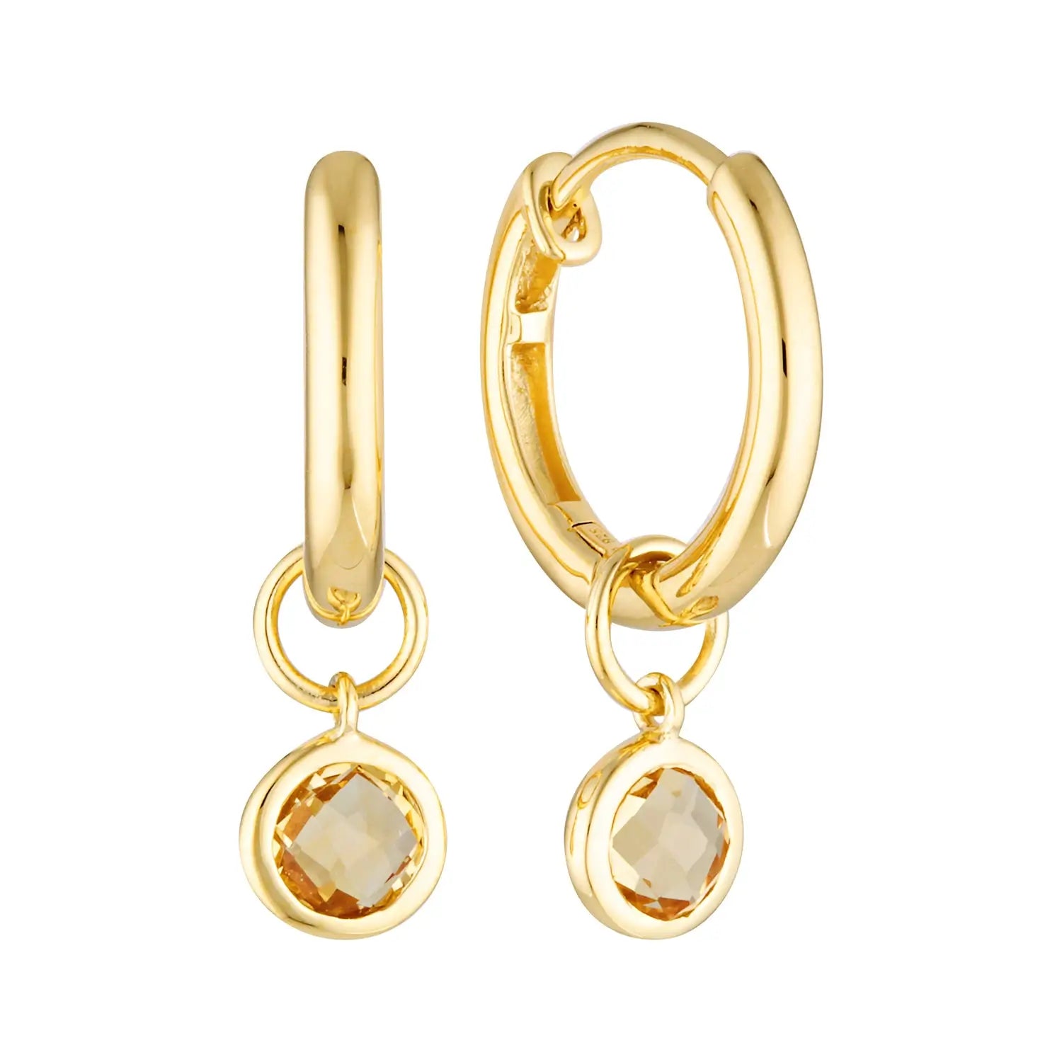 Marais Citrine Drop Huggie Earrings in 18K Gold Vermeil or Silver Gold 1 - Australian Jewellery Brand Bowerbird Jewels
