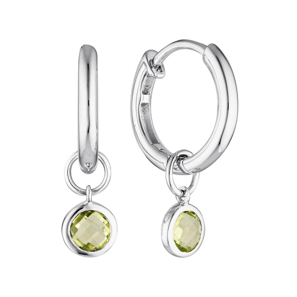 Marais Peridot Drop Huggie Earrings in 18K Gold Vermeil or Silver Silver 1 - Bowerbird Jewels - Online Jewellery Store