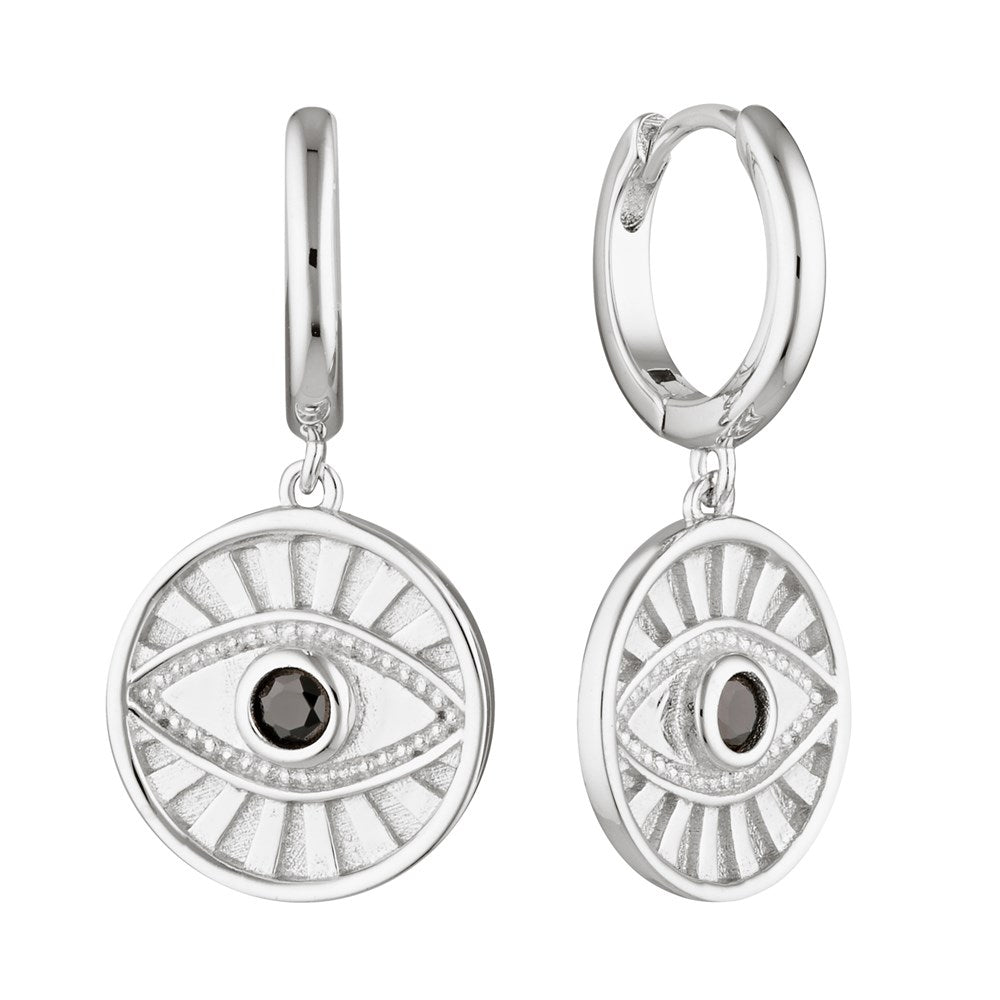 Minds Eye Huggie Earrings Silver 1 - Bowerbird Jewels - Online Jewellery Store