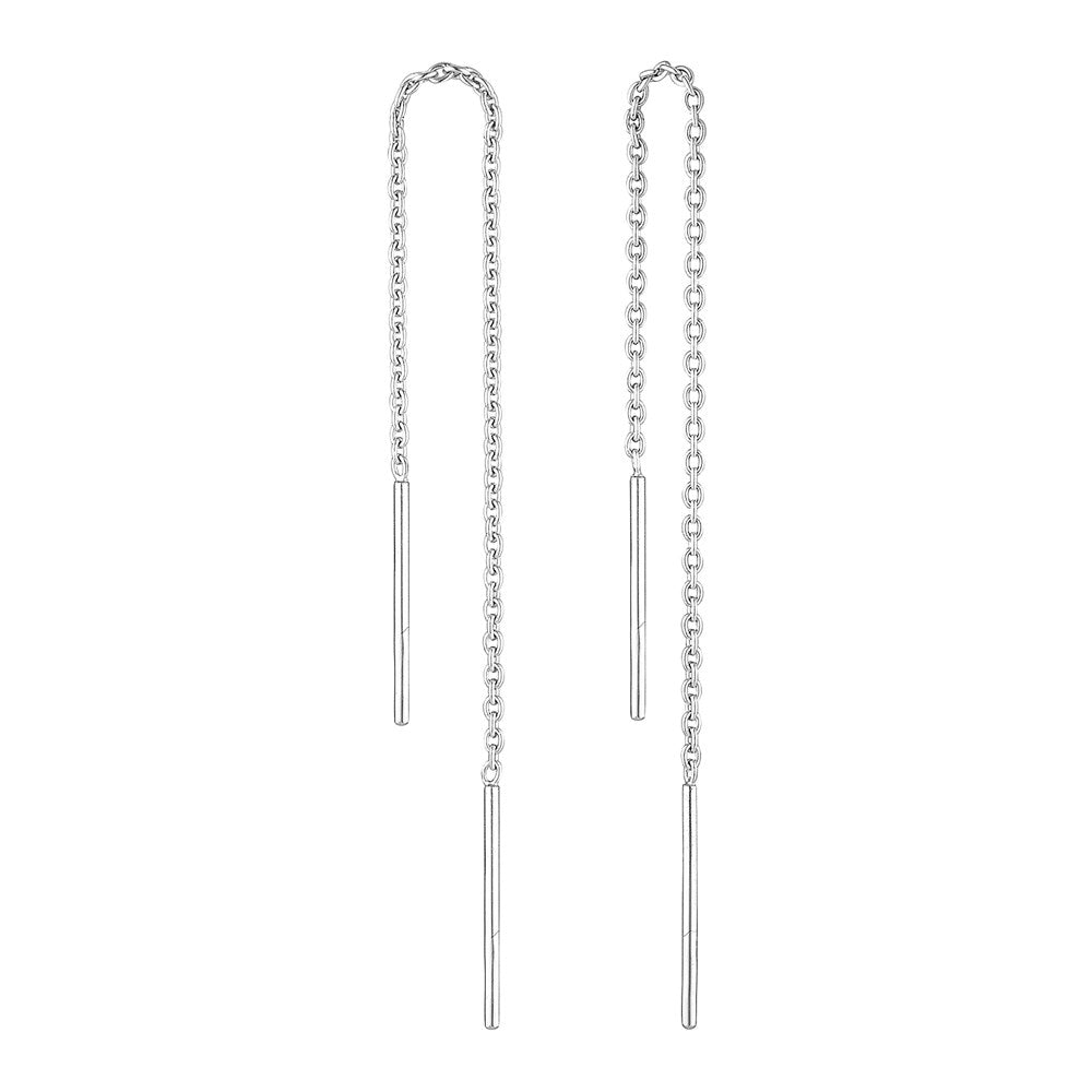 Minimalist Thread Earrings Silver 1 - Bowerbird Jewels - Online Jewellery Store