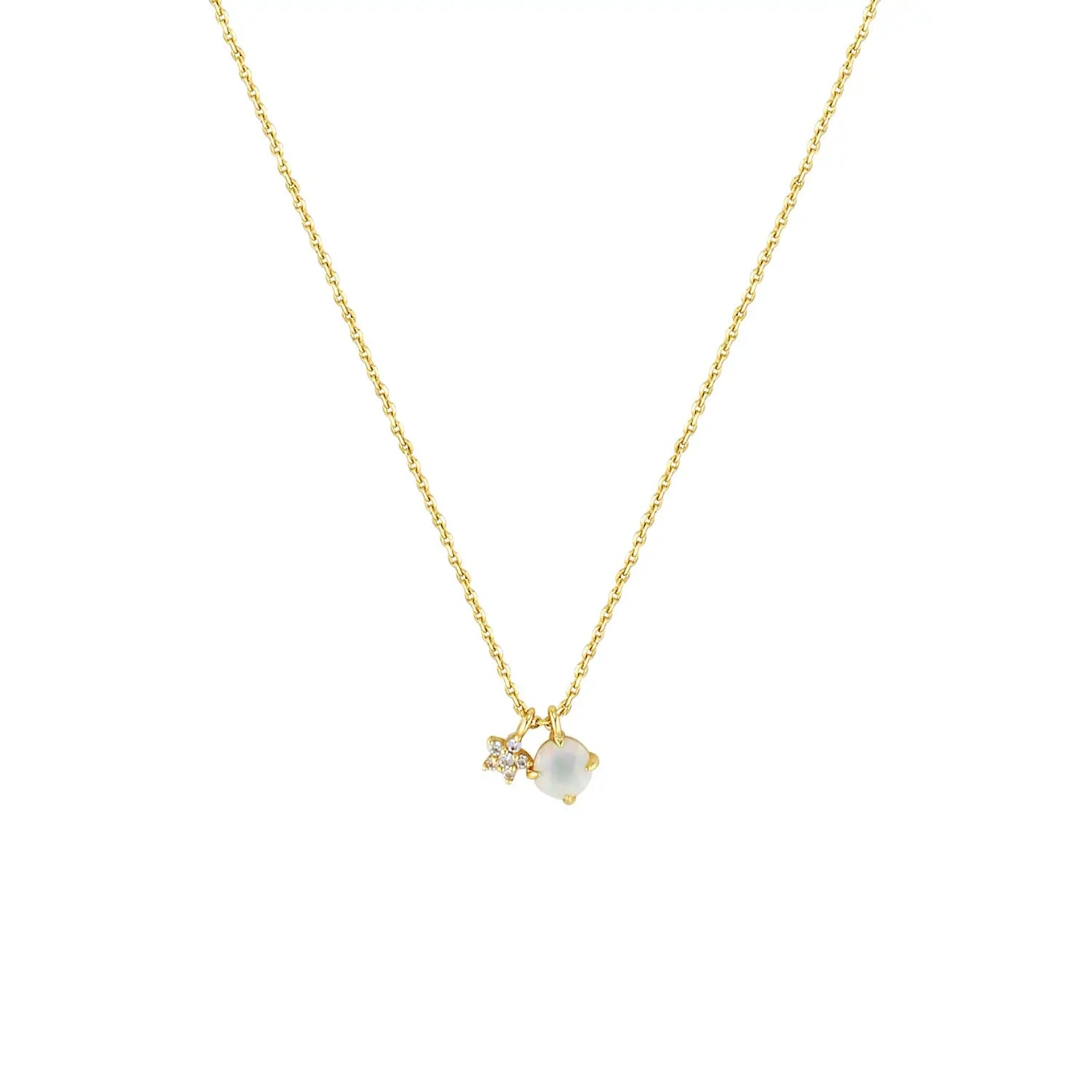 Moonglow Opalite Necklace in Silver and Gold Gold 1 - Australian Jewellery Brand Bowerbird Jewels
