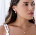 Moonglow Opalite Necklace in Silver and Gold Gold 2 - on model - Australian Jewellery Brand Bowerbird Jewels
