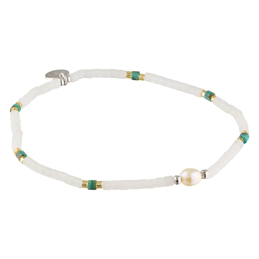 Moonseed Quartz, Turquoise and Pearl Beaded Stacking Bracelet 1 - Australian Jewellery Brand Bowerbird Jewels