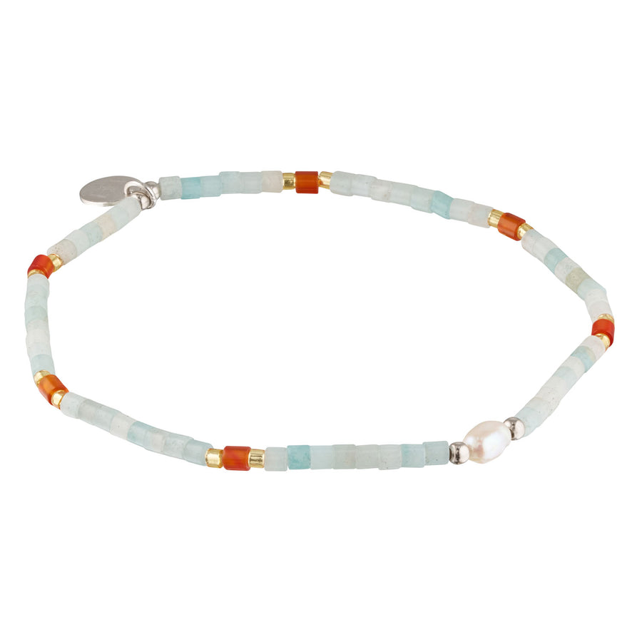 Moonseed Amazonite, Carnelian and Pearl Stacking Bracelet-Australian Jewellery Brand Bowerbird Jewels