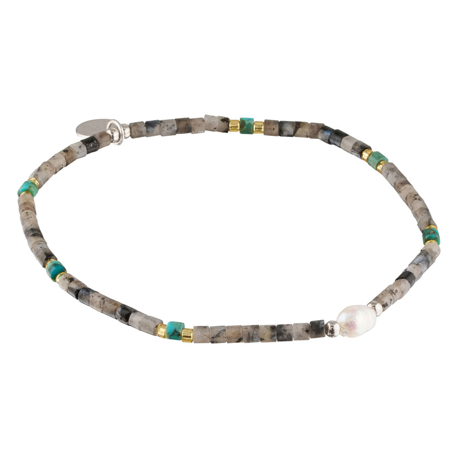 Moonseed Labradorite, Turquoise and Pearl Stacking Bracelet-Australian Jewellery Brand Bowerbird Jewels
