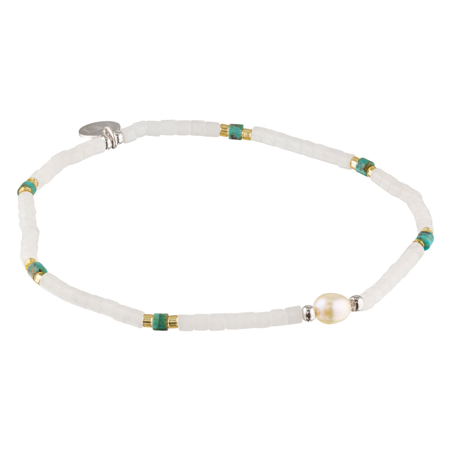 Moonseed Quartz, Turquoise and Pearl Beaded Stacking Bracelet-Australian Jewellery Brand Bowerbird Jewels