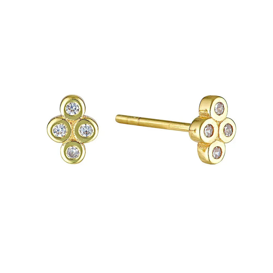 Mosaic Sparkling Stud Earrings Gold 1 - Australian Jewellery Brand Bowerbird Jewels