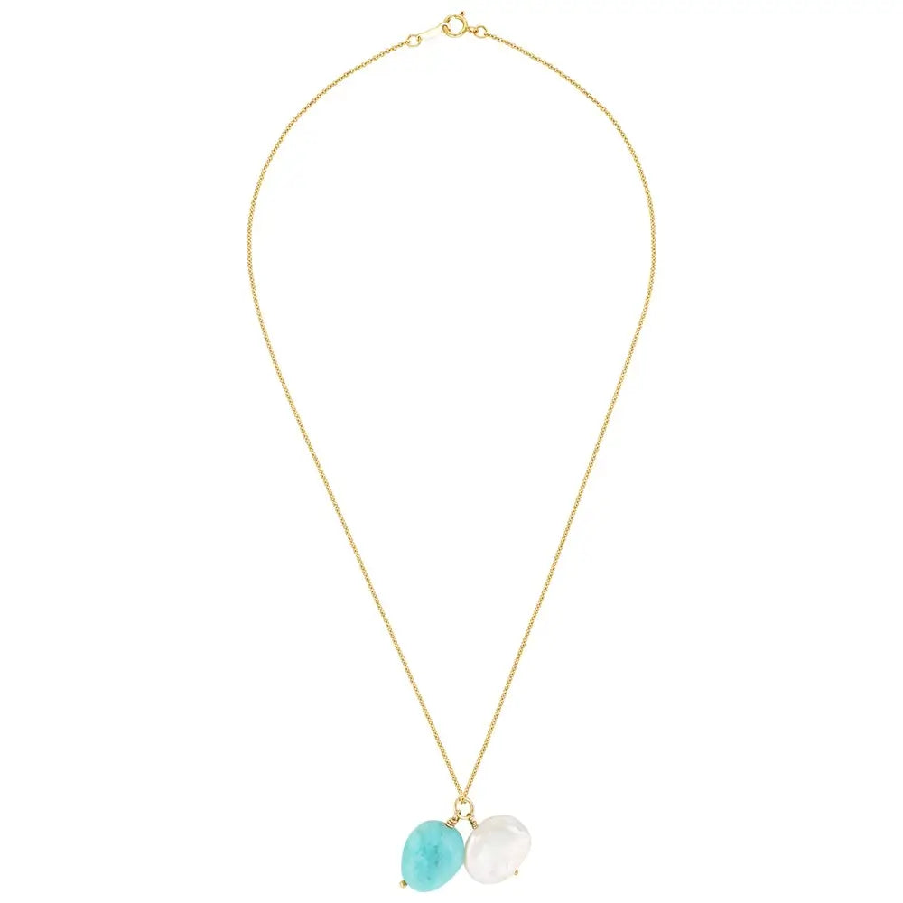 Nahla Gold Filled Necklace with Amazonite and Keshi Pearl Drops Gold 2 - Australian Jewellery Brand Bowerbird Jewels
