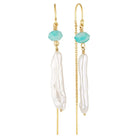 Nara Gold Filled Threader Earrings with Amazonite & Pearl Gold 1 - Australian Jewellery Brand Bowerbird Jewels