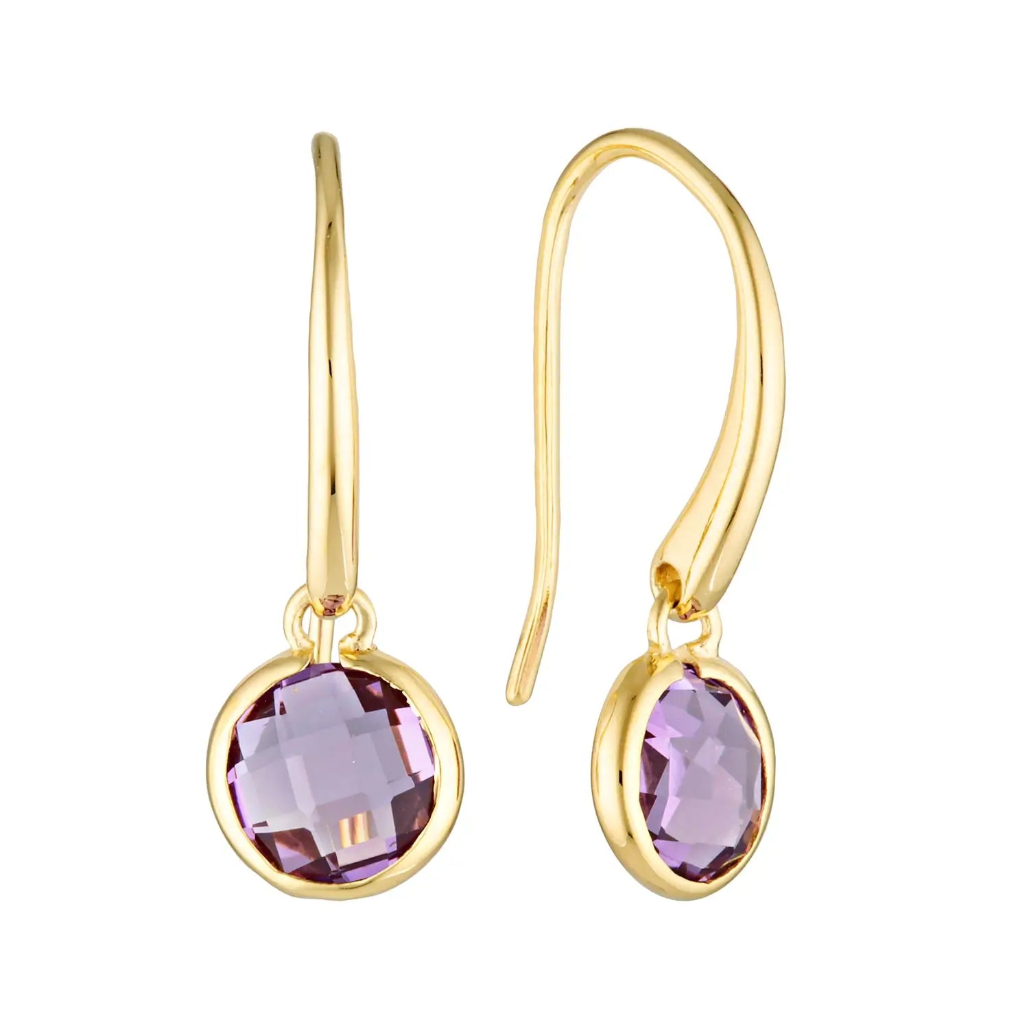 Nova Amethyst Drop Earrings in 18K Gold Vermeil or Silver Gold 1 - Australian Jewellery Brand Bowerbird Jewels