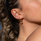 Nova Amethyst Drop Earrings in 18K Gold Vermeil or Silver Gold 1 - on model- Australian Jewellery Brand Bowerbird Jewels