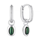 Ohana Malachite Drop Huggie Hoop Earrings Silver 1 - Australian Jewellery Brand Bowerbird Jewels
