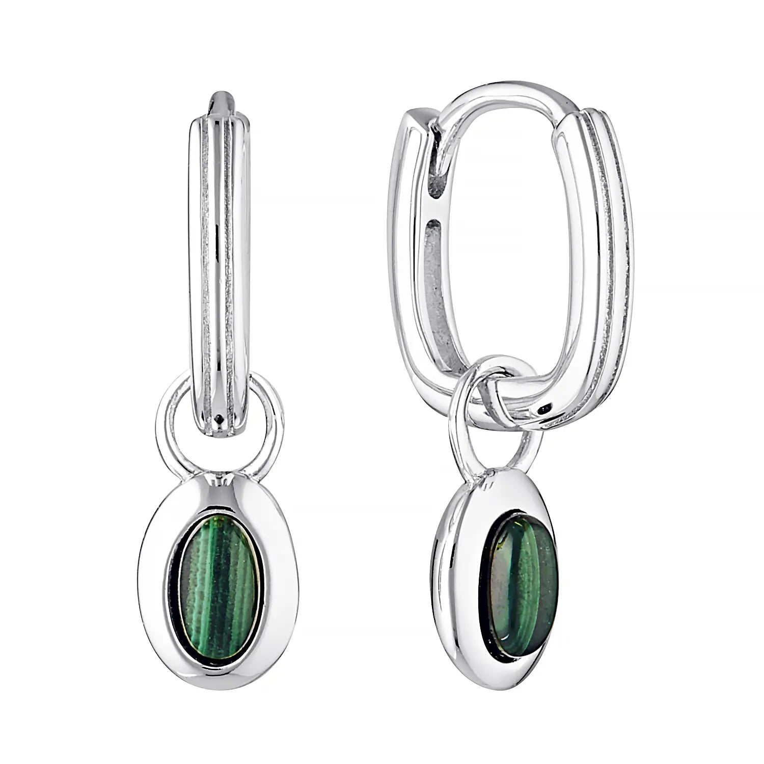Ohana Malachite Drop Huggie Hoop Earrings Silver 1 - Australian Jewellery Brand Bowerbird Jewels