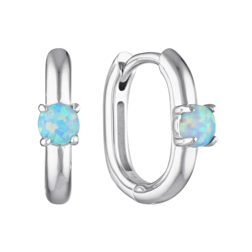 Opalite Huggie Hoop Earrings Silver 1 - Australian Jewellery Brand Bowerbird Jewels