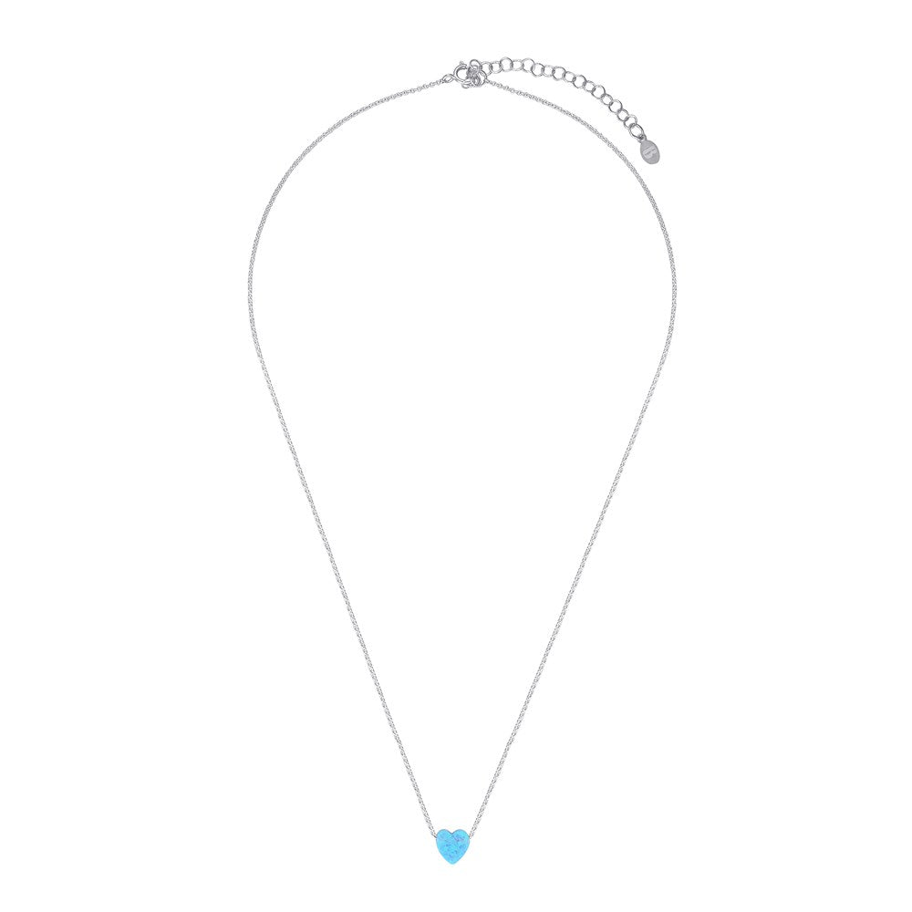 Opalite Heart Necklace Silver 3 - Bowerbird Jewels - Online Jewellery Store