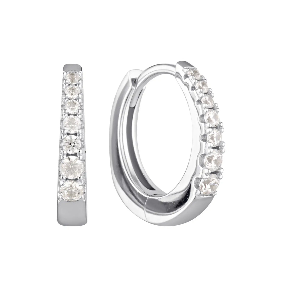 Opia Cubic Zirconia Huggie Hoop Earrings Silver 1 - Australian Jewellery Brand Bowerbird Jewels