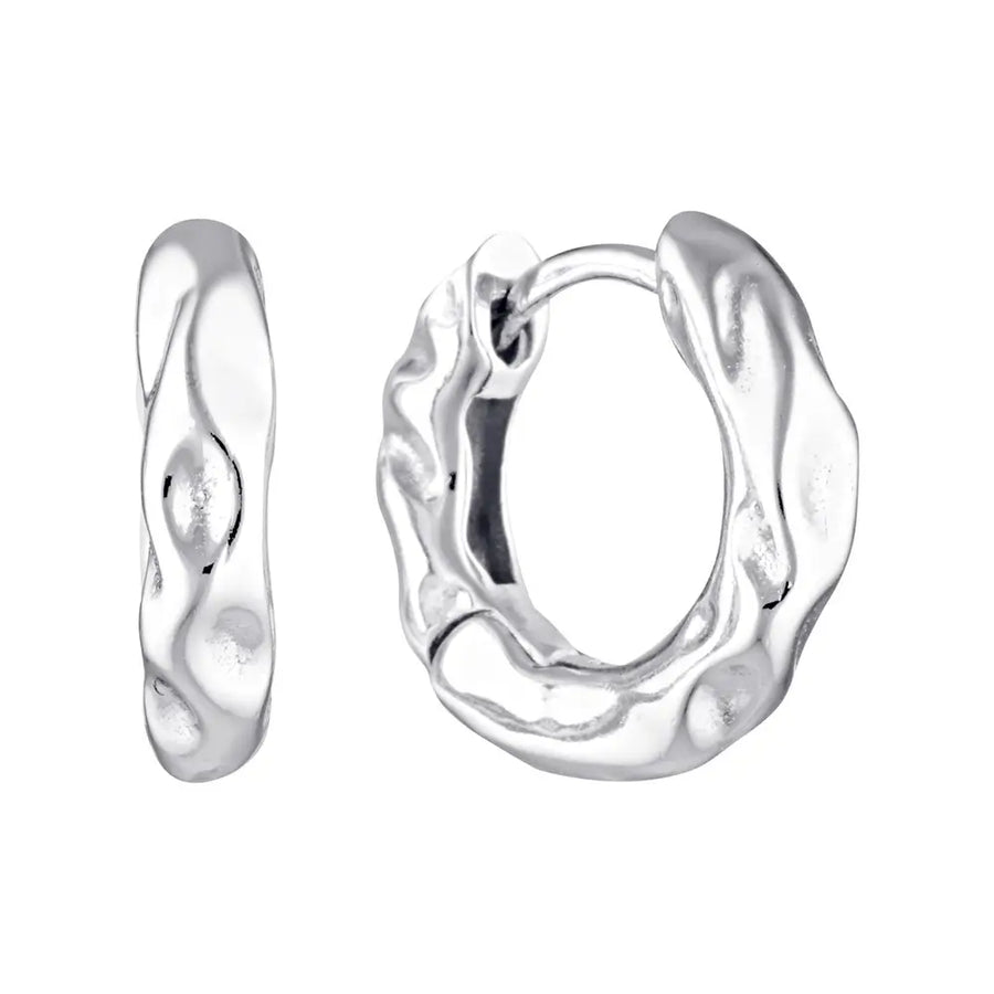 Organic Hoop Huggie Earrings Silver 1 - Australian Jewellery Brand Bowerbird Jewels
