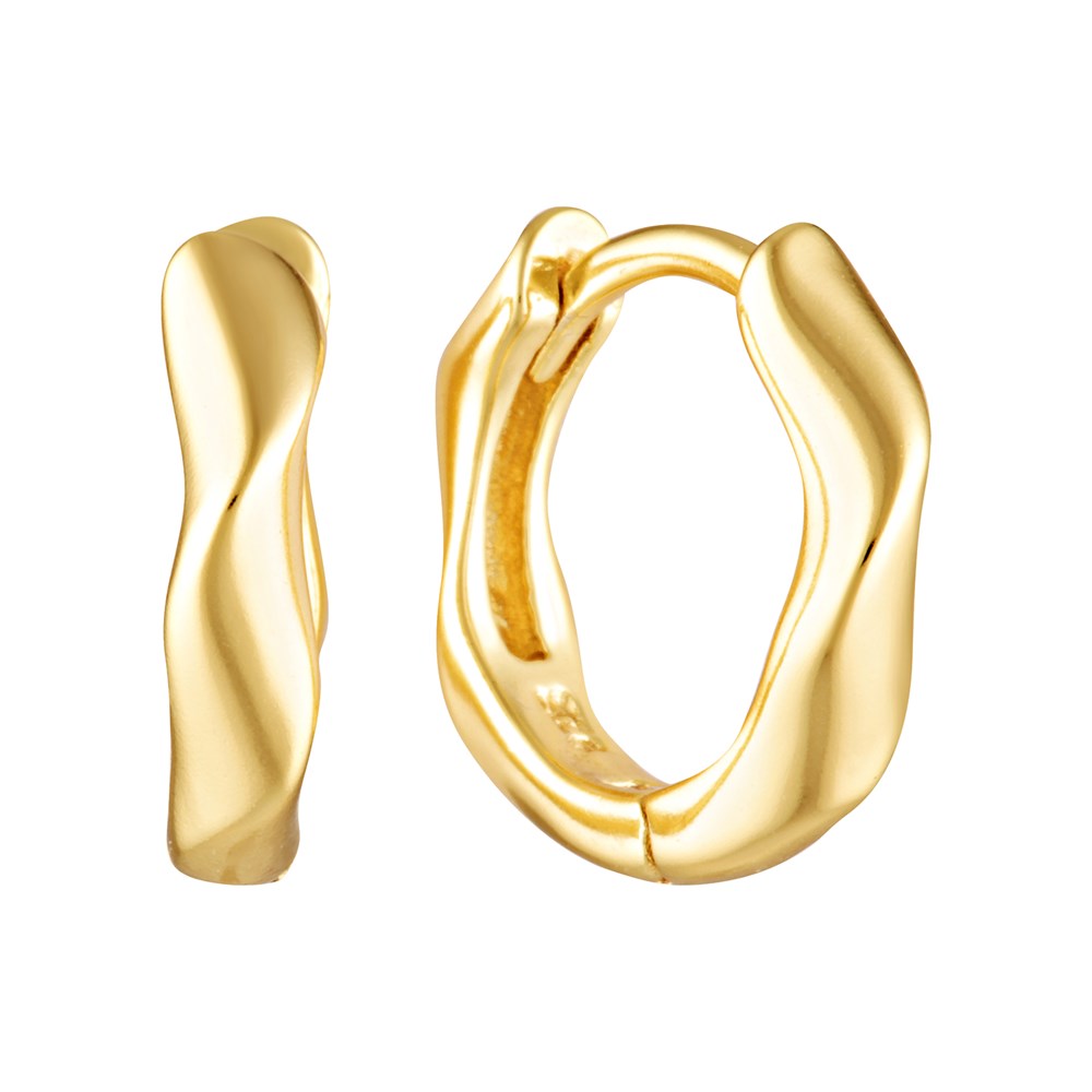 Organic Zig Zag Huggie Hoop Earrings Gold 1 - Bowerbird Jewels - Online Jewellery Store
