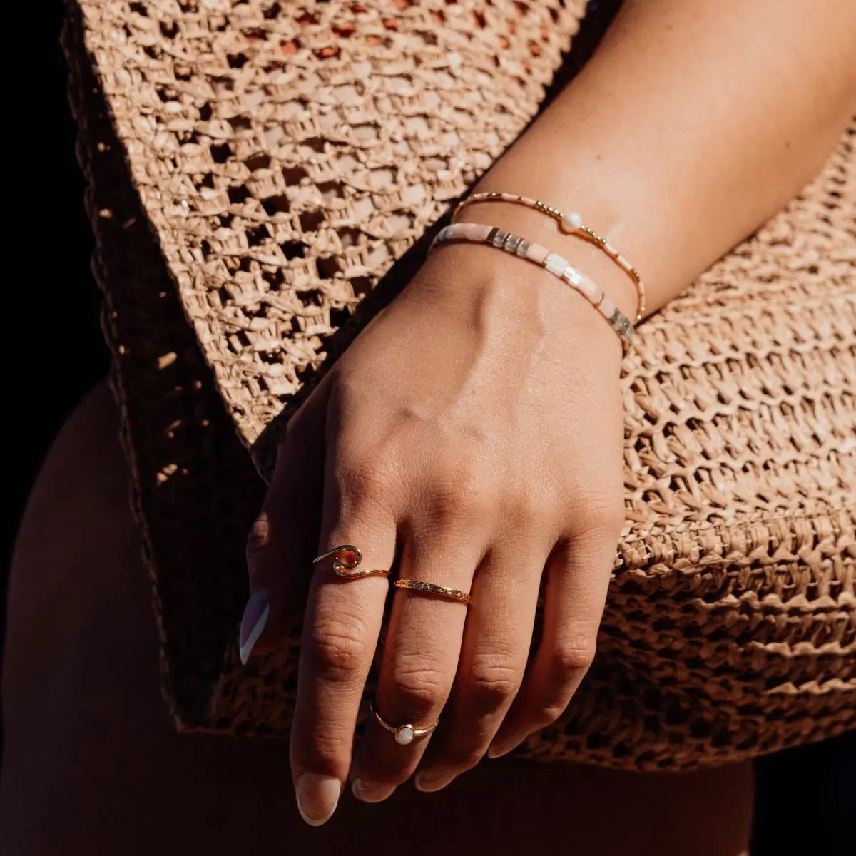 Orphic Wave Ring Gold 4 - on model - Australian Jewellery Brand Bowerbird Jewels
