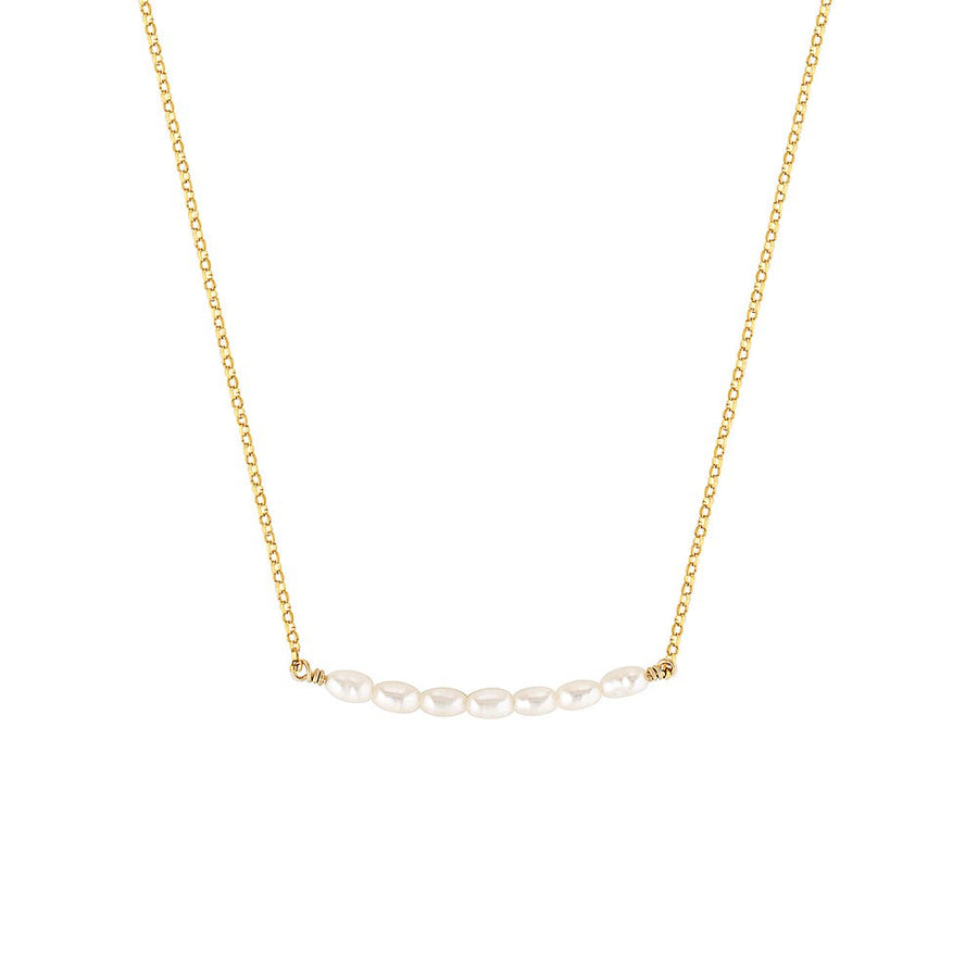 Pearl Line Necklace Gold 1 - Bowerbird Jewels - Online Jewellery Store