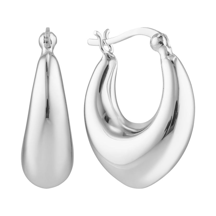 Polished Silver Tapered Hoop Earrings -Australian Jewellery Brand Bowerbird Jewels