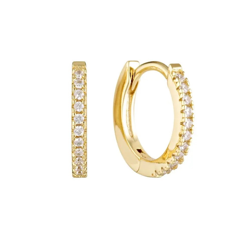 Reverie Cubic Zirconia Huggie Hoop Earrings Gold 1 - Australian Jewellery Brand Bowerbird Jewels