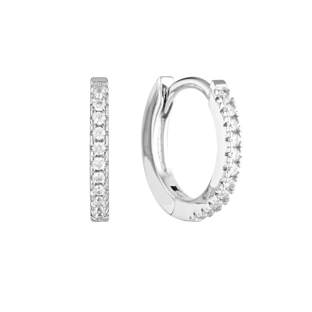 Reverie Cubic Zirconia Huggie Hoop Earrings Silver 1 - Australian Jewellery Brand Bowerbird Jewels