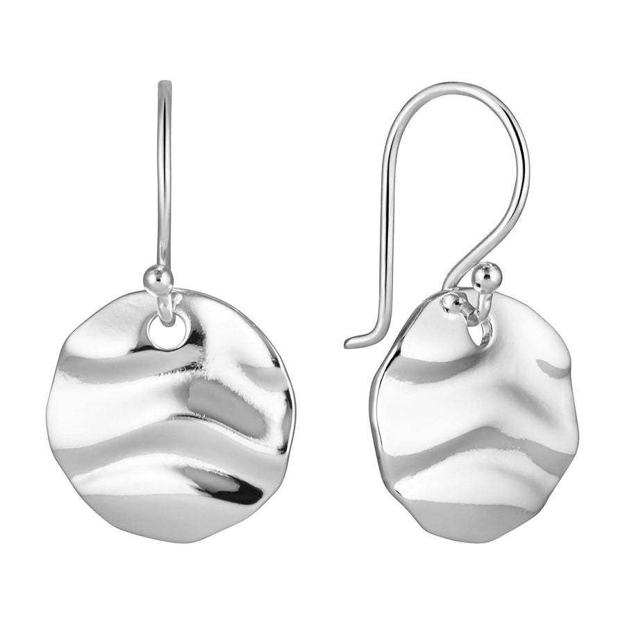 Rippled Sterling Silver Disc Drop Earrings - Australian online jewellery brand Bowerbird Jewels