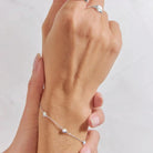 Ripples White Opalite Bracelet Silver 1 on model- Australian Jewellery Brand Bowerbird Jewels