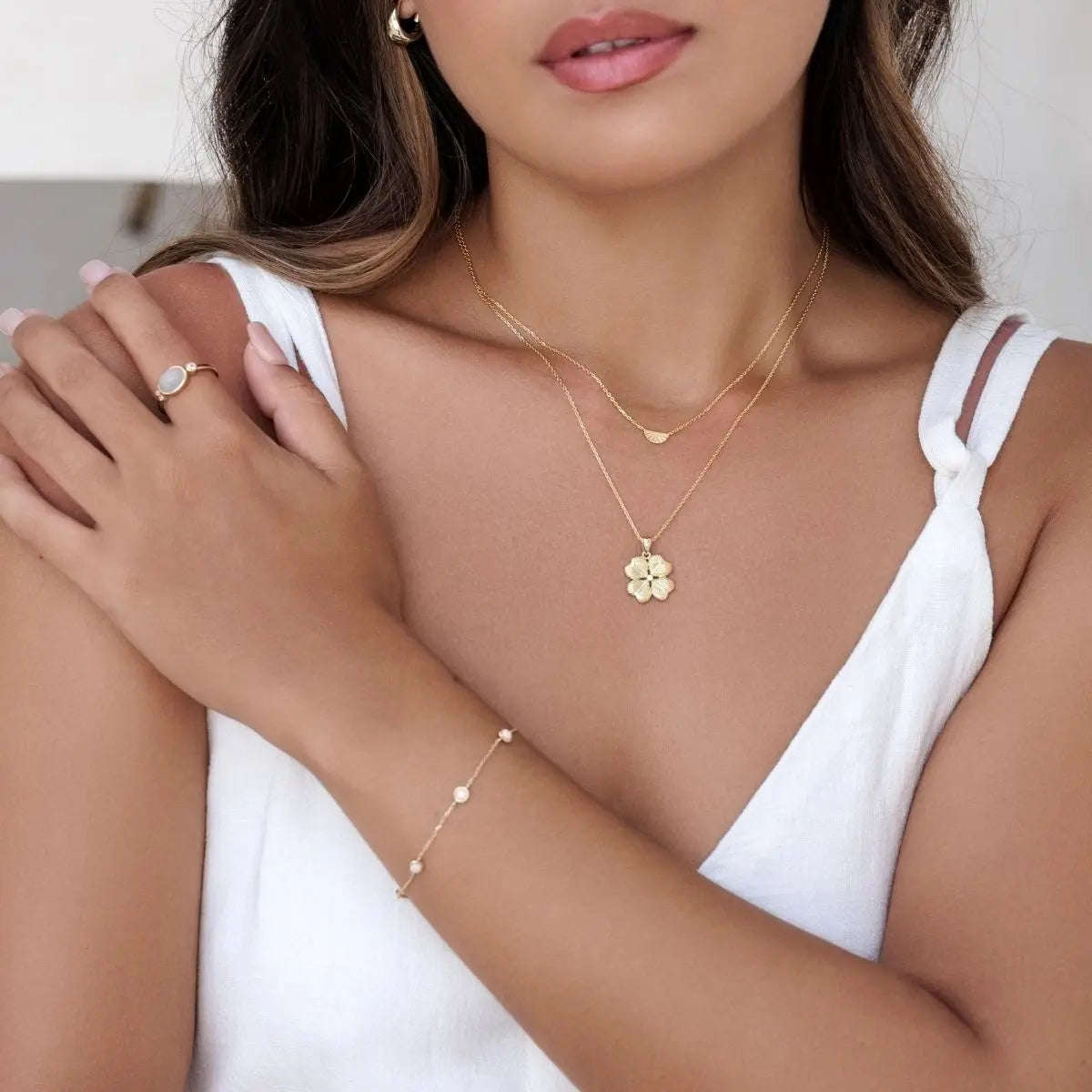 Rising Sun Necklace Gold 3 - on model- Australian Jewellery Brand Bowerbird Jewels
