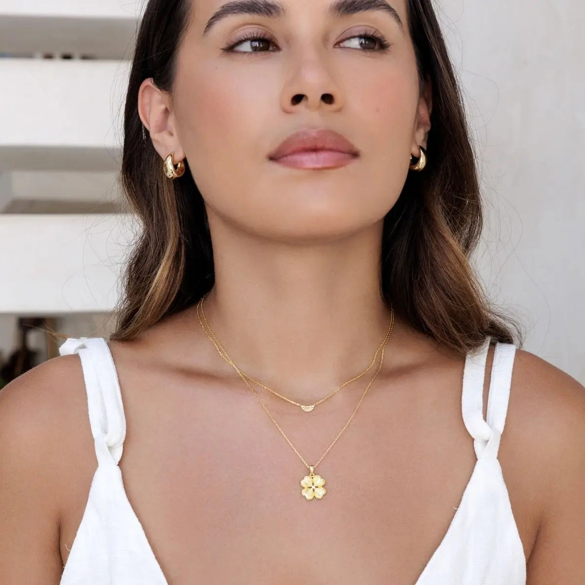 Rising Sun Necklace Gold 4 - on model- Australian Jewellery Brand Bowerbird Jewels