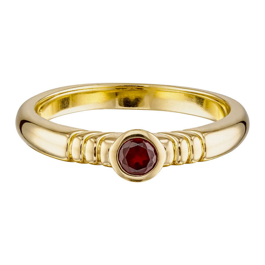 Round Bezel Set Garnet Ring in 18K Gold Vermeil Gold 1 - Australian Jewellery Brand Bowerbird Jewels