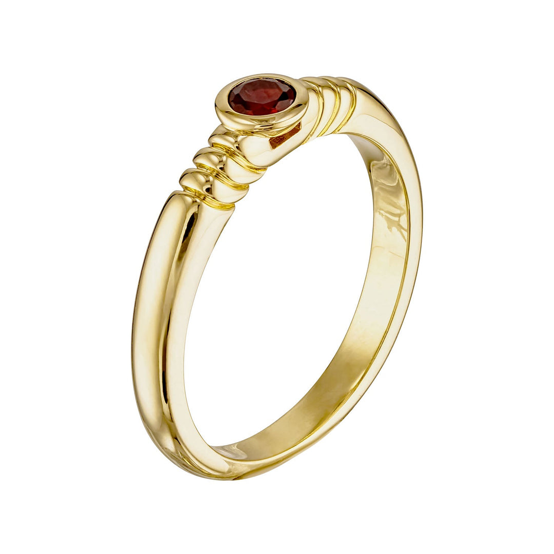 Round Bezel Set Garnet Ring in 18K Gold Vermeil Gold 3 - Australian Jewellery Brand Bowerbird Jewels