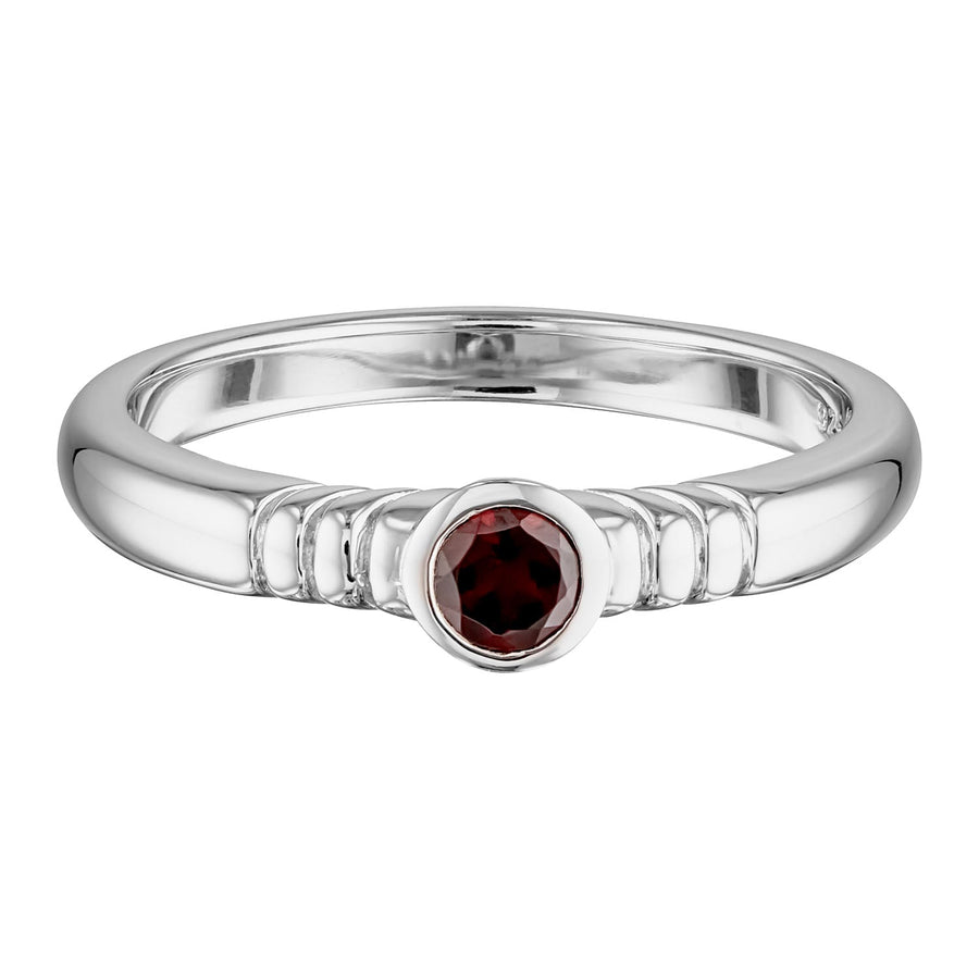 Round Bezel Set Garnet Ring in Sterling Silver Silver 1 - Australian Jewellery Brand Bowerbird Jewels
